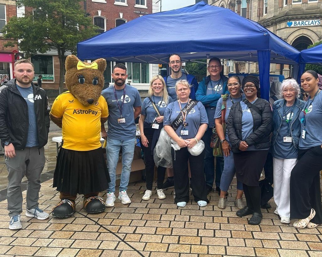 Recovery Near You team pictured with Wolves FC mascot, Wendy