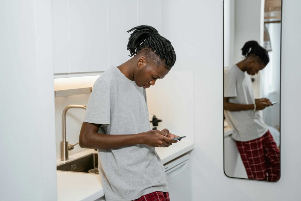 Man looking at phone