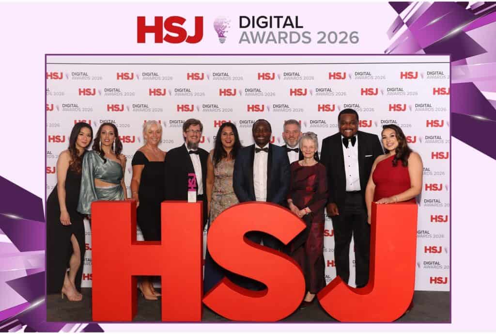 HSJ Digital Awards 2026 - EDI team by HSJ sign
