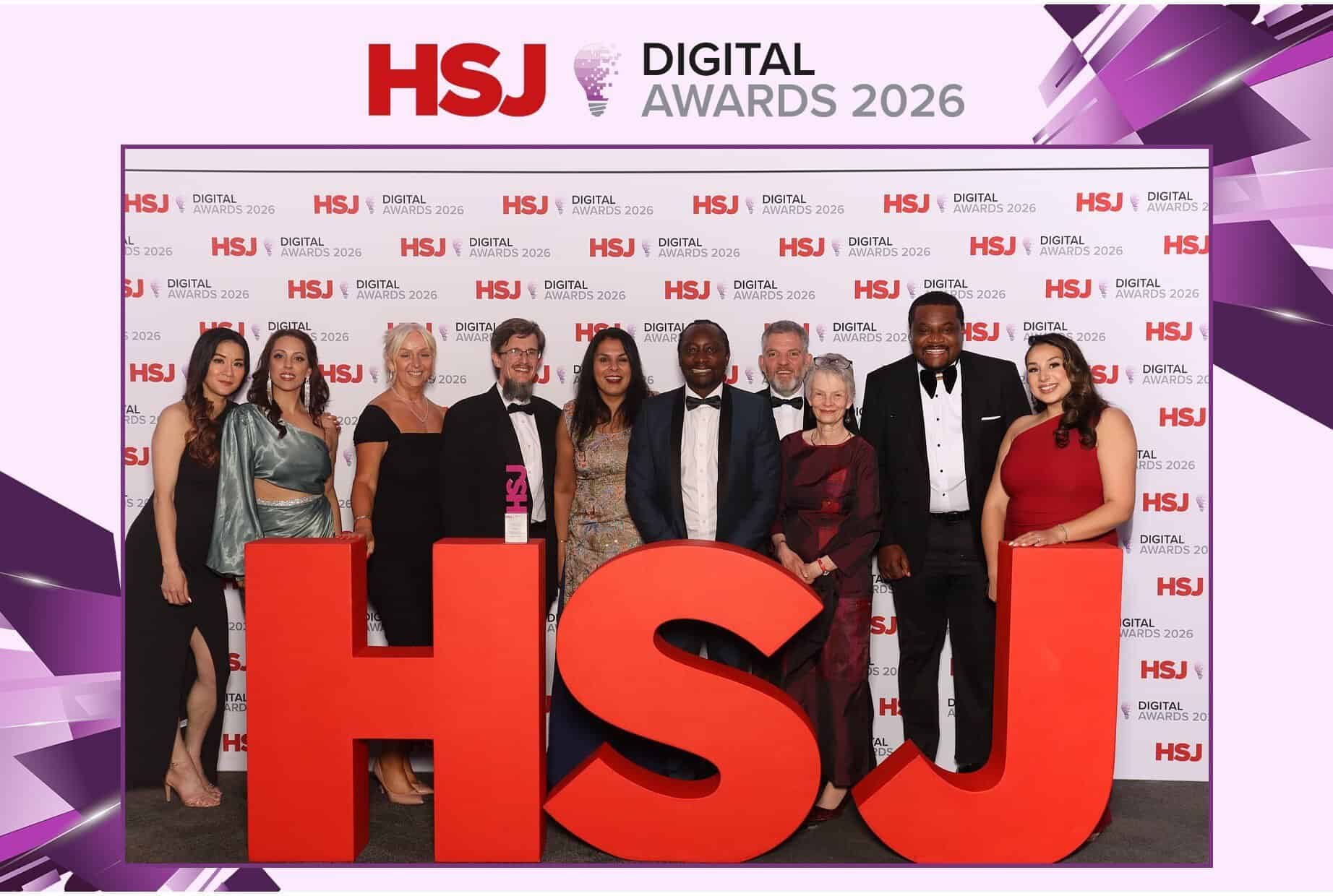 HSJ Digital Awards 2026 - EDI team by HSJ sign